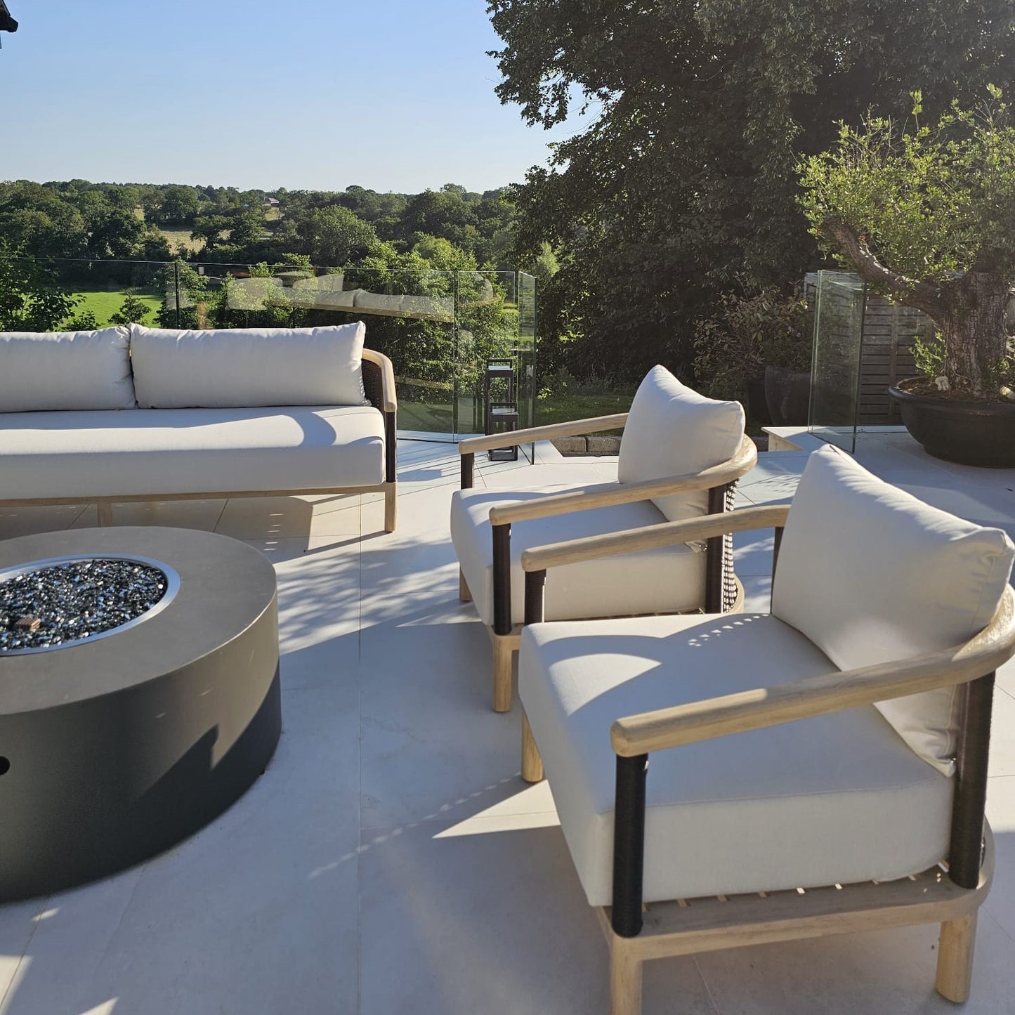 Sanibel premium outdoor furniture teak and rope 2 armchairs and sofa